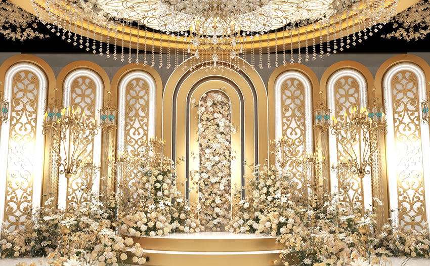 龙陵香槟色调婚礼堂效果展示